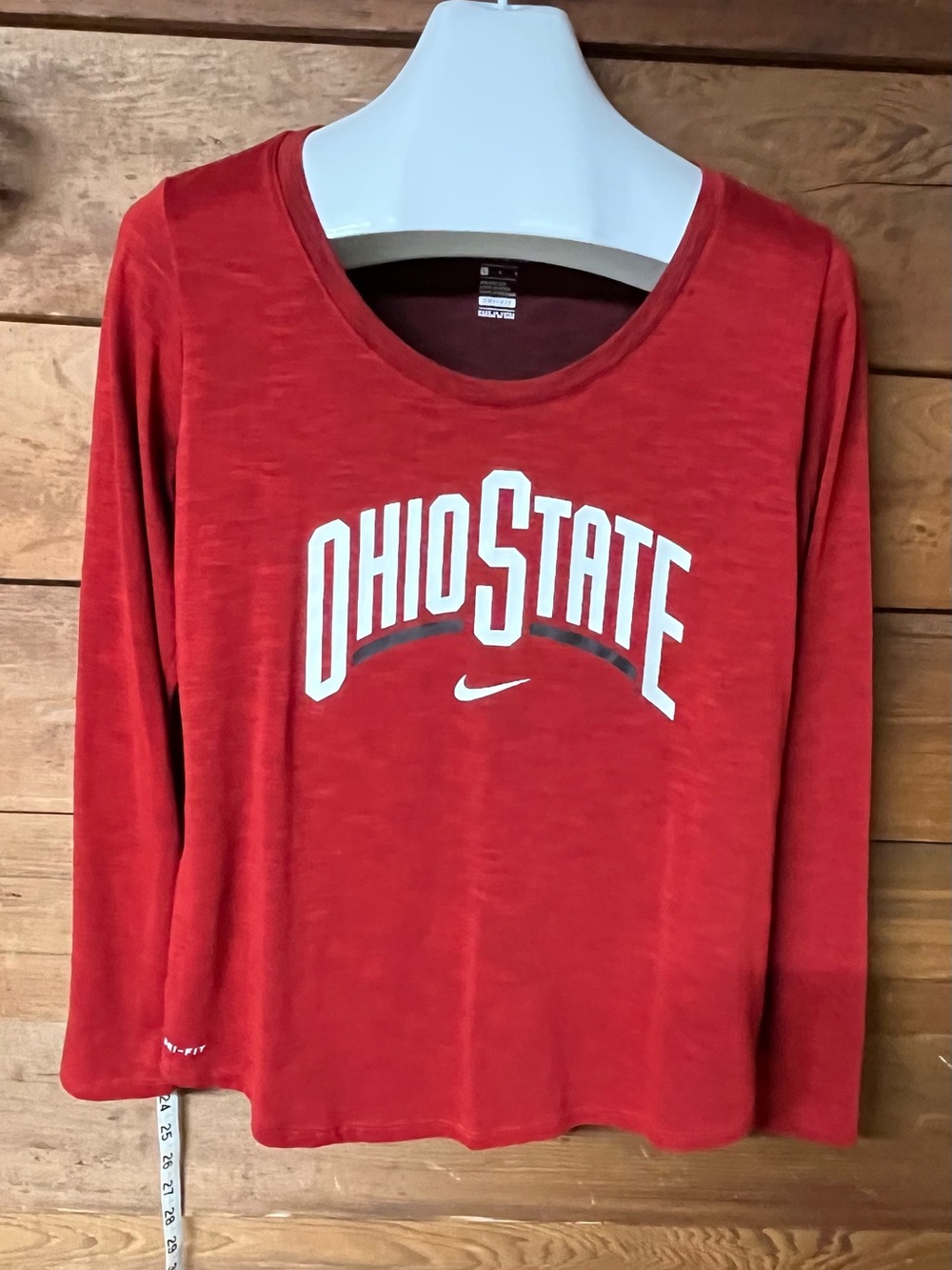 Nike Dri Fit Large Women's Red Long Sleeve Ohio State Tee with White Logo